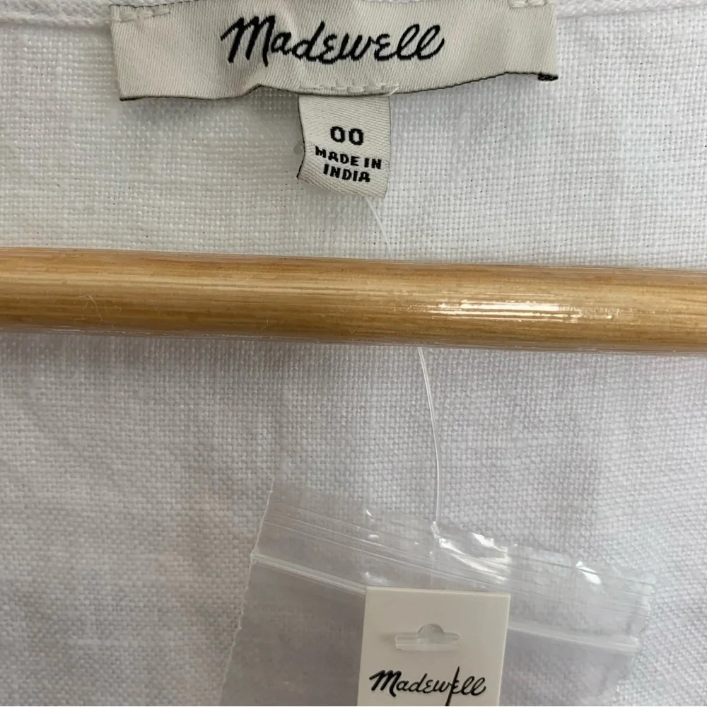 Madewell Button Front Midi Dress in 100% Linen Eyelet White - Picture 8 of 8